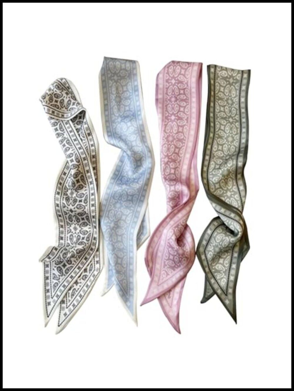 4Pc Satin Fashion Scarf Set Paisley Hair Neck Wrap Bag Accessories